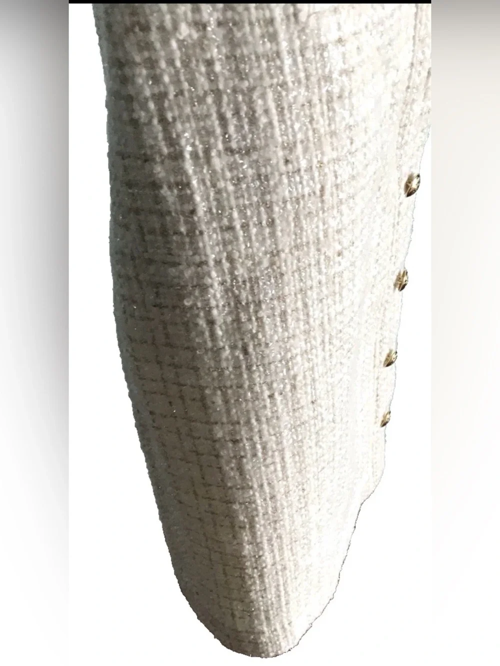 Talbots Dazzling Tweed A-Line Skirt Metallic Wool Blend Button Front Sz 14 Ivory